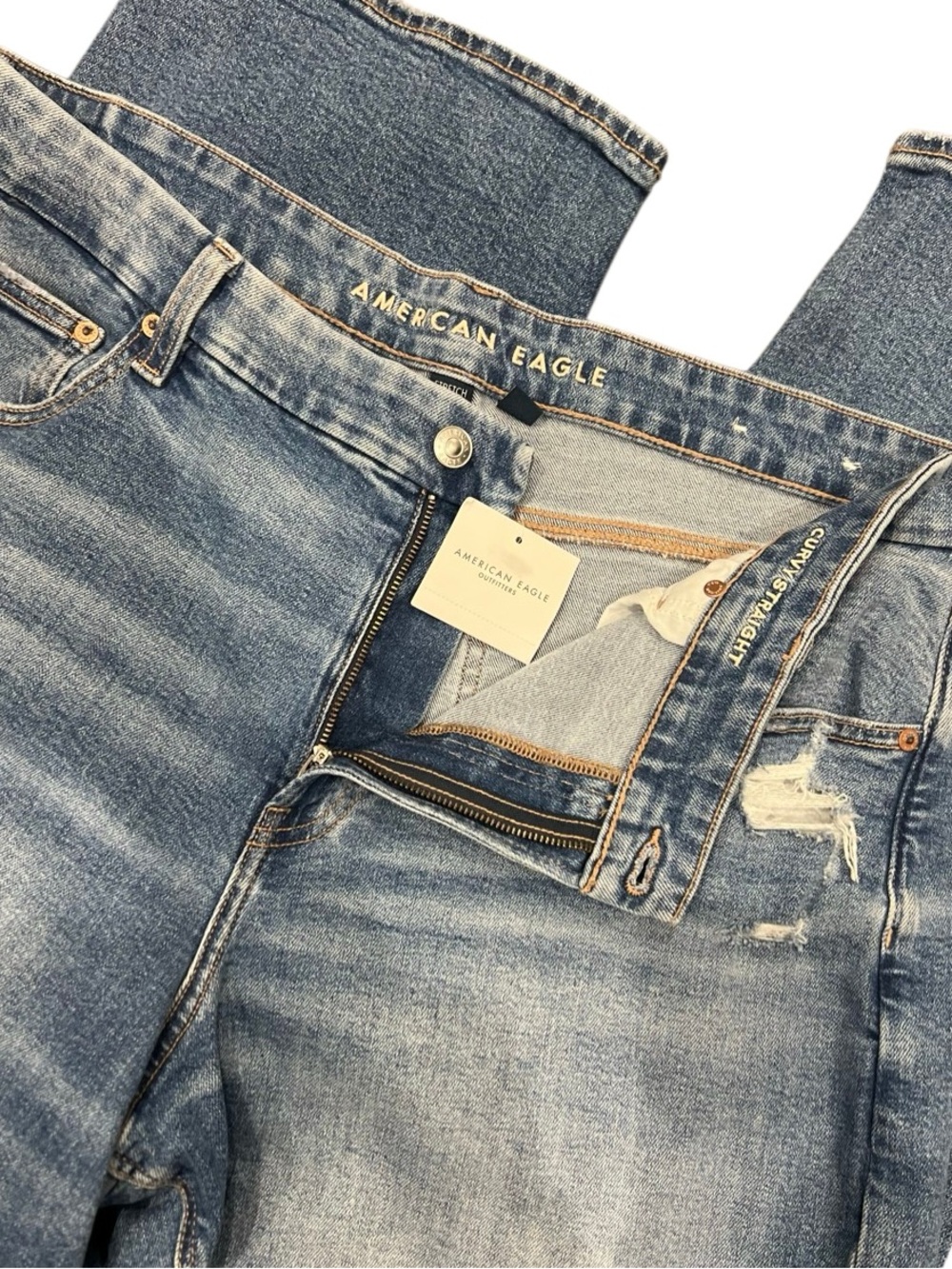 AE Curvy High-Waisted Straight Jean Plus Size 20 Short